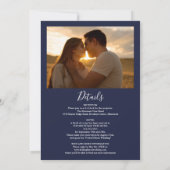 All In One Navy Blauwe Groene Licht Foto Bruiloft Kaart (Achterkant)