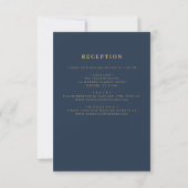 All in One Navy Blue Gold Minimal Leaf Wedding Kaart (Achterkant)