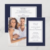 All In One Navy Blue Trouwfoto Kaart (Voorkant / Achterkant)