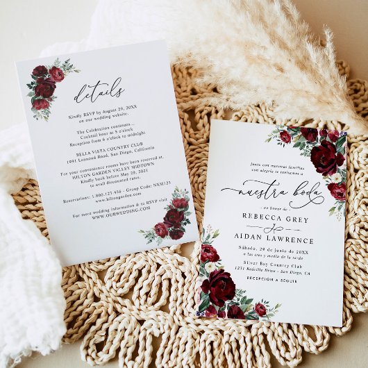 All In One Neustra Boda Rustic Red Bloemige Trouwd Kaart