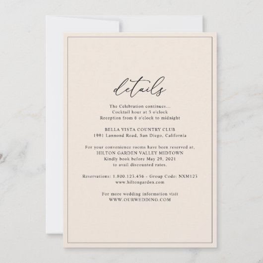 All-in-One Neutral Beige Modern Boho Wedding Kaart (Achterkant)