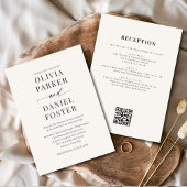 All in One Neutral Beige QR Code Photo Wedding Kaart