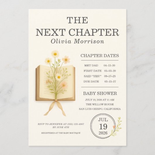 All in One Next Chapter Begins QR Code Baby Shower Kaart (Voorkant)
