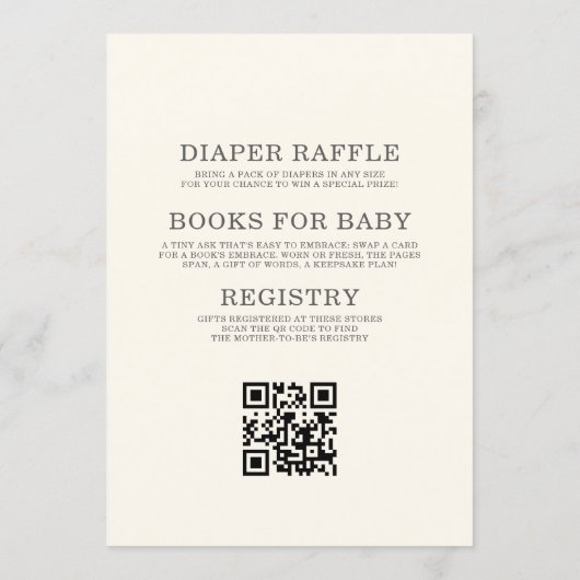 All in One Next Chapter Begins QR Code Baby Shower Kaart (Achterkant)