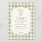 All in One Oh Baby Gingham Baby Shower Kaart (Voorkant)