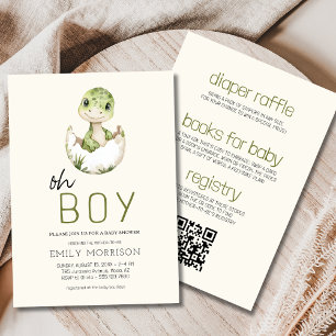 All-in-One Oh Boho Dinosaur Baby Boy Shower Kaart