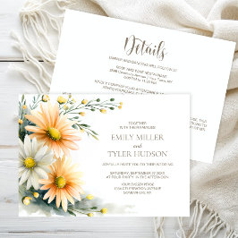 All in One Orange and White Daisies Wedding Kaart