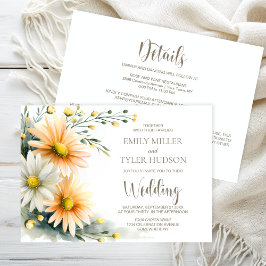 All in One Orange and White Daisies Wedding Kaart