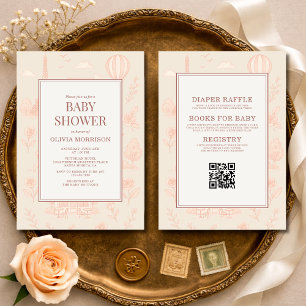All in One Parijs Franse Toile QR Code Baby Shower Kaart