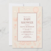 All in One Paris French Toile QR Code Baby Shower Kaart (Voorkant)