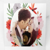 All in One Peachy Lavendel Rood Roze Bloemen Bruil Drieluik Uitnodiging (Binnenzijde eerst)