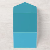 All in One Photo Blue Wedding Invitation QR-code Uitnodiging (Buitenkant)