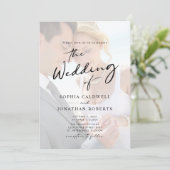 All-in-One Photo Modern Calligraphy Wedding Kaart (Staand voorkant)