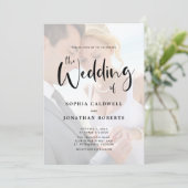 All-in-One Photo Overlay Calligraphy Weddenschap Kaart (Staand voorkant)