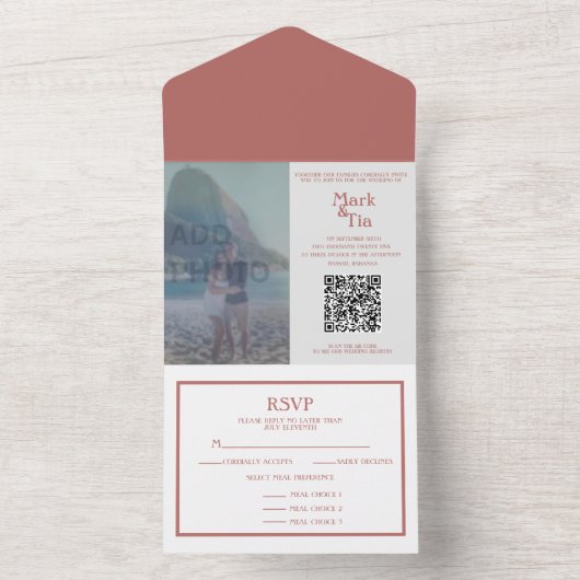 All in One Photo Wedding Invitation QR-code Uitnodiging (Binnen)