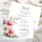 All in One Pink and White Daisies Wedding Kaart