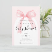 All In One Pink Bow Baby Shower Kaart (Staand voorkant)
