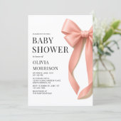 All in One Pink Bow Coquette Baby Shower Kaart (Staand voorkant)