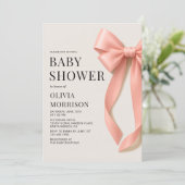 All in One Pink Bow Girl Baby Shower Kaart (Staand voorkant)