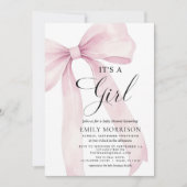 All in One Pink Bow Het is een meisje Baby shower Kaart (Voorkant)