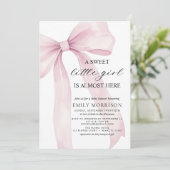 All in One Pink Bow Sweet Little Girl Baby shower Kaart (Staand voorkant)
