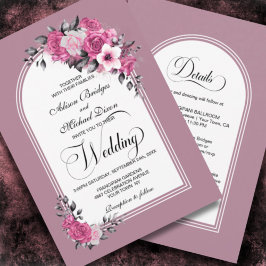 All In One Pink Floral Arch Dusty Rose Wedding Kaart