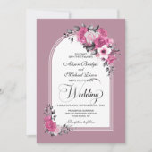 All In One Pink Floral Arch Dusty Rose Wedding Kaart (Voorkant)