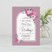 All In One Pink Floral Arch Dusty Rose Wedding Kaart (Staand voorkant)