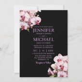 All in One Pink Orchids Black Wedding Uitnodiginge Kaart (Voorkant)