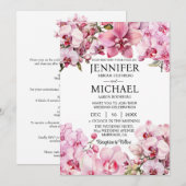 All in One Pink Orchids Wedding Uitnodigingen (Voorkant / Achterkant)