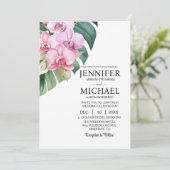 All in One Pink Orchids Wedding Uitnodigingen (Staand voorkant)