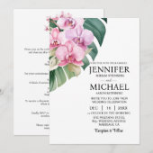 All in One Pink Orchids Wedding Uitnodigingen (Voorkant / Achterkant)
