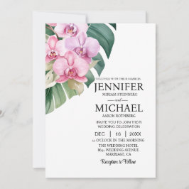 All in One Pink Orchids Wedding Uitnodigingen