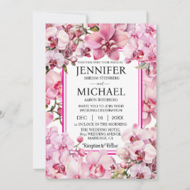 All in One Pink Orchids Wedding Uitnodigingen