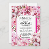 All in One Pink Orchids Wedding Uitnodigingen (Voorkant / Achterkant)