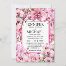 All in One Pink Orchids Wedding Uitnodigingen