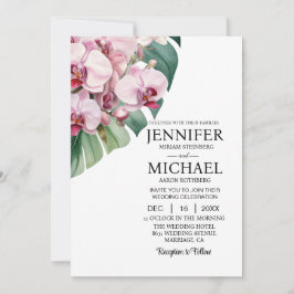 All in One Pink Orchids Wedding Uitnodigingen