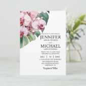 All in One Pink Orchids Wedding Uitnodigingen (Staand voorkant)