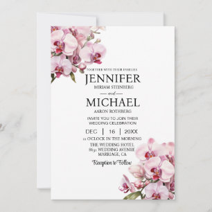 All in One Pink Orchids Wedding Uitnodigingen