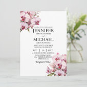 All in One Pink Orchids Wedding Uitnodigingen (Staand voorkant)
