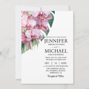 All in One Pink Orchids Wedding Uitnodigingen