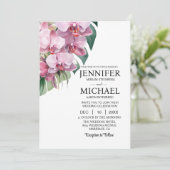 All in One Pink Orchids Wedding Uitnodigingen (Staand voorkant)