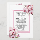 All in One Pink Orchids Wedding Uitnodigingen (Voorkant / Achterkant)