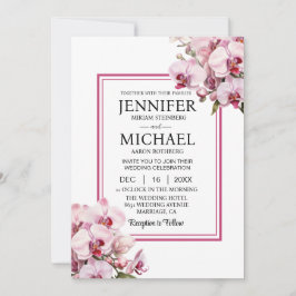 All in One Pink Orchids Wedding Uitnodigingen