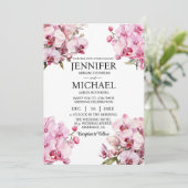 All in One Pink Orchids Wedding Uitnodigingen (Staand voorkant)