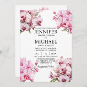 All in One Pink Orchids Wedding Uitnodigingen (Voorkant / Achterkant)