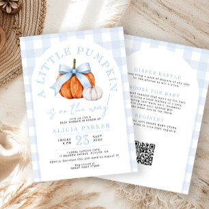 All in one pompoen blauwe strik jongen baby shower kaart
