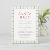 All in One Preppy Plaid Santa Baby Shower Kaart (Staand voorkant)