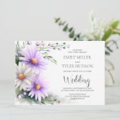 All in One Purple and White Daisies Wedding Kaart (Staand voorkant)