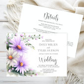 All in One Purple and White Daisies Wedding Kaart